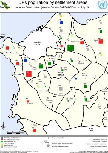 Cuplikan layar peta : Idps Population By Settlement Areas For Aceh Besar District (West) 