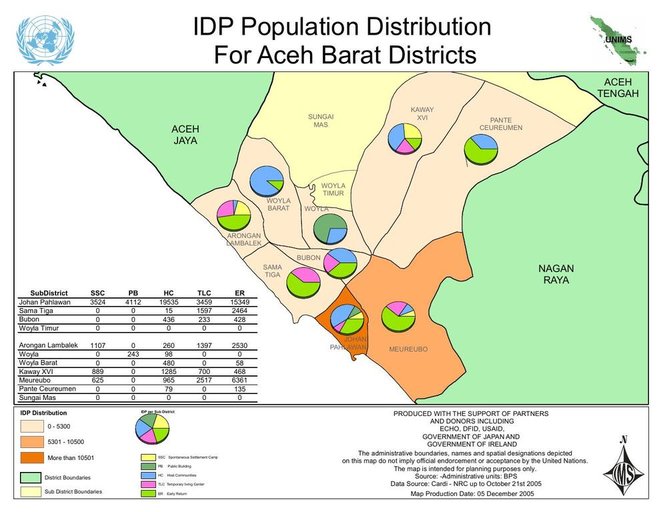 Cuplikan layar peta : Idp Population Distribution For Aceh Barat District