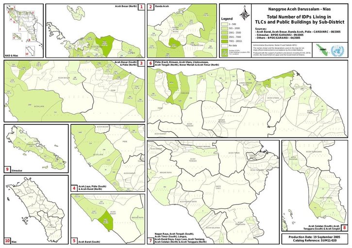 Cuplikan layar peta : NAD-Nias Total Idps Living In Tlcs And Public Building 05-09-2005 