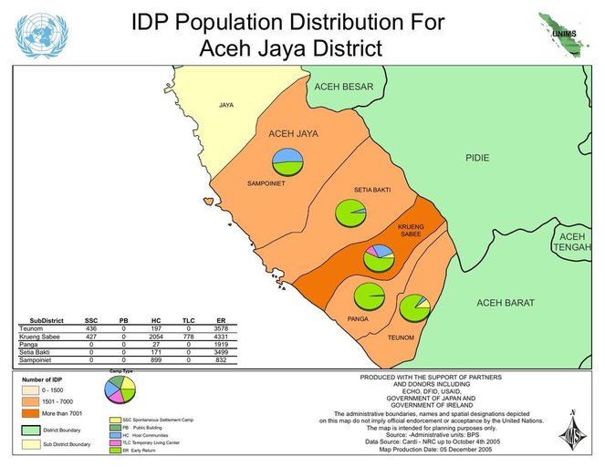 Cuplikan layar peta : IDP Population Distribution For Aceh Jaya