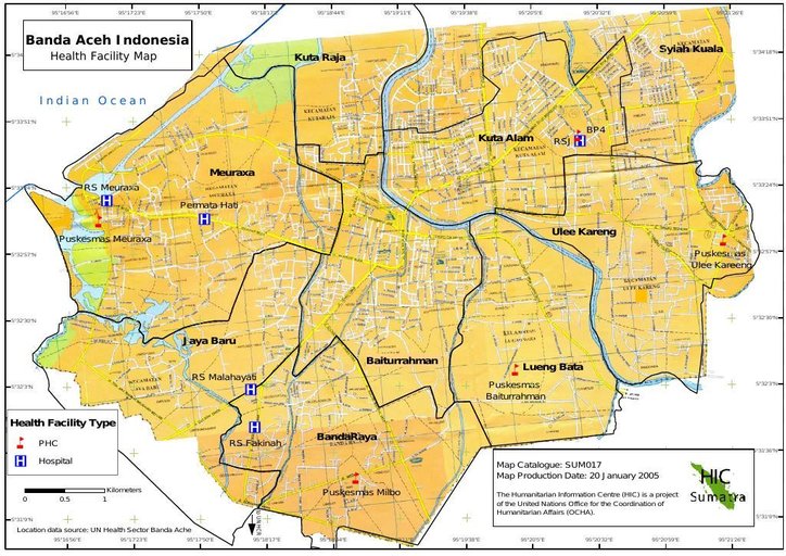 Cuplikan layar peta : Banda Aceh Indonesia Health Facility Map