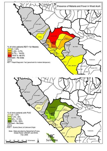 Cuplikan layar peta : Presece Of Malaria And Fever In West Aceh 