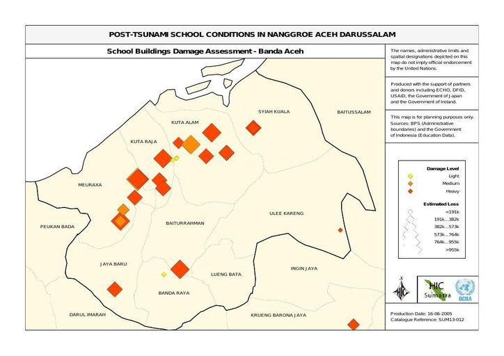 Cuplikan layar peta : School Buildings Damage Assessment - Banda Aceh