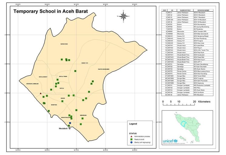 Cuplikan layar peta : Aceh Barat Temporary School
