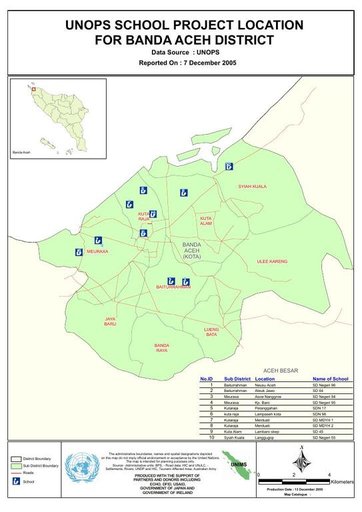 Cuplikan layar peta : UNOPS School Project Location In Banda Aceh District 2005-12-13 