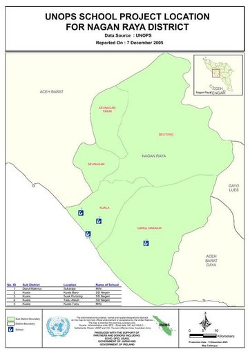 Cuplikan layar peta : UNOPS School Project Location For Nagan Raya District 