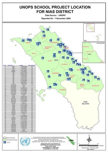 Cuplikan layar peta : UNOPS School Project Location For Nias District 