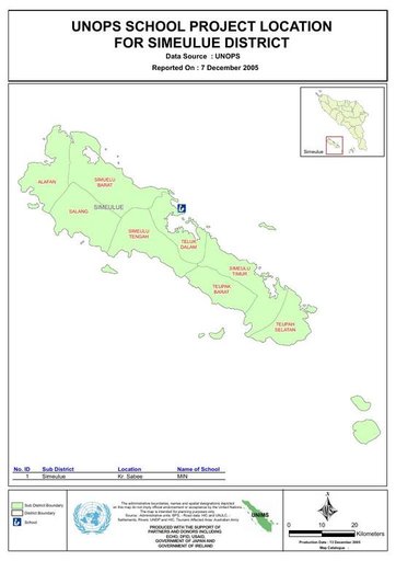 Cuplikan layar peta : UNOPS School Project Location For Simeulue District 