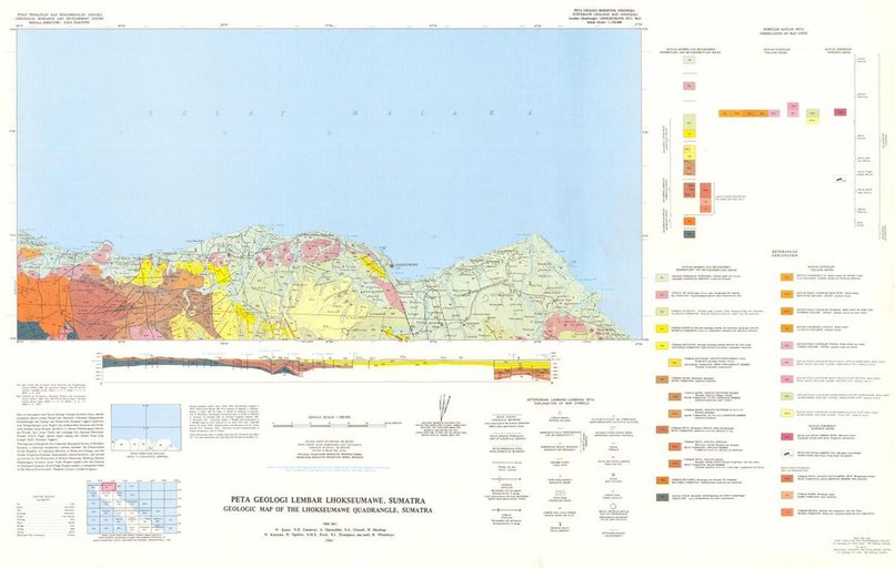 Cuplikan layar peta : Peta Geologi Lembar Lhoukseumawe, Sumatra Geologic Map Of The Lhoukseumawe Quadrangle, Sumatra (Very Big File, Right Click And Save As) 