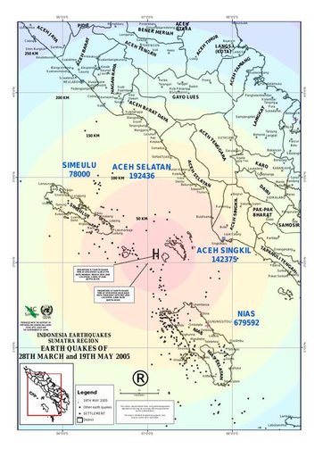 Cuplikan layar peta : Indonesia Earthquakes Sumatra Region Earthquake Of 28th March And 19th May 2005 