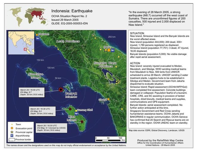 Cuplikan layar peta : Indonesia: Earthquake Ocha Situation Report No.2 