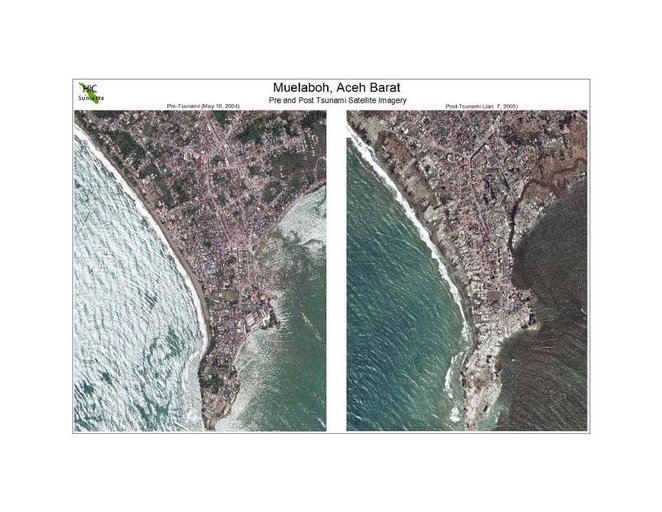 Cuplikan layar peta : Meulaboh, Aceh Barat Pre And Post Tsunami Satelite Imagery 