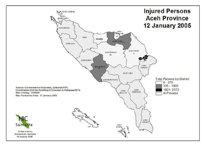 Cuplikan layar peta : Injured Persons Aceh Province Jan 2005