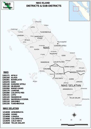 Cuplikan layar peta : Nias Island Districts & Sub-Districts