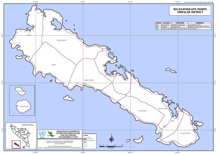 Cuplikan layar peta : Relocation Simeulue by Sub District
