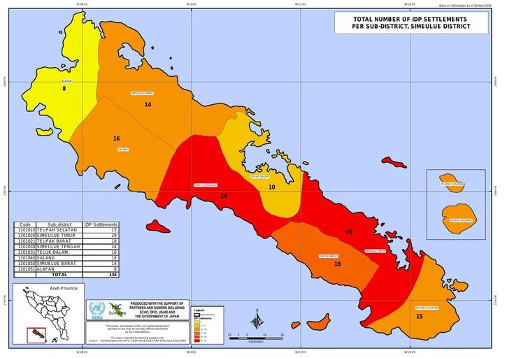 Cuplikan layar peta : Simeulue IDP Settlements Sub district