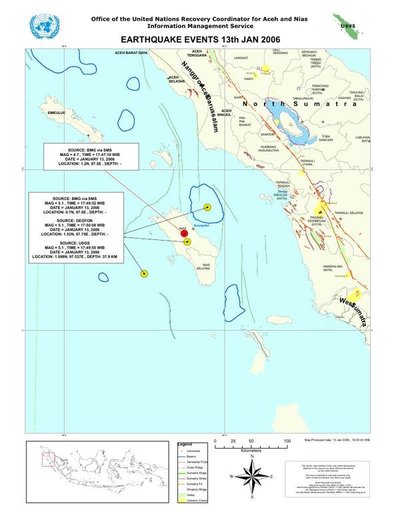 Cuplikan layar peta : Earthquake Map 13 Jan 06