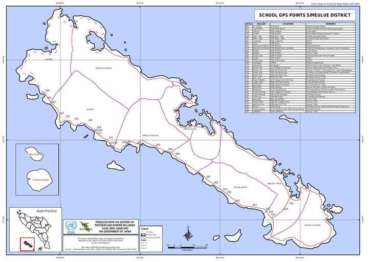 Cuplikan layar peta : School GPS Points Simeulue District