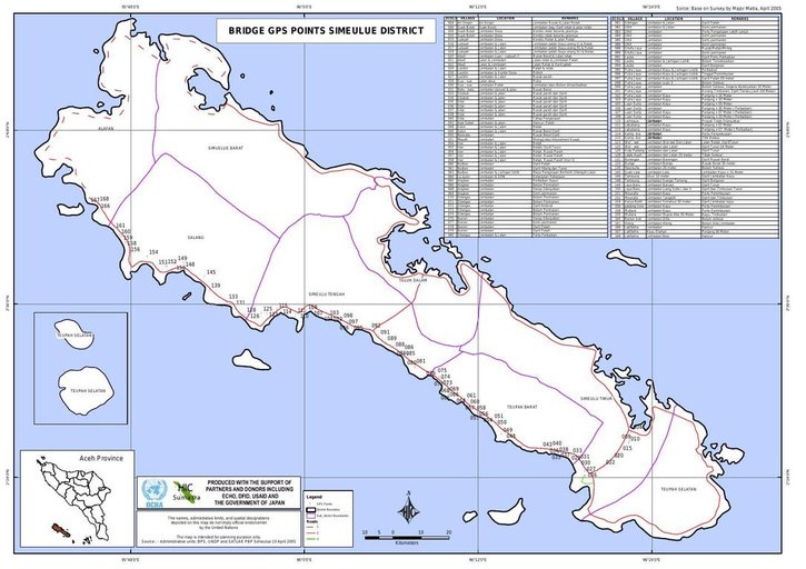 Cuplikan layar peta : Bridge GPS Points Simeulue District