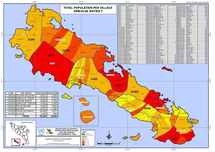 Cuplikan layar peta : Total Simeulue Population by Village