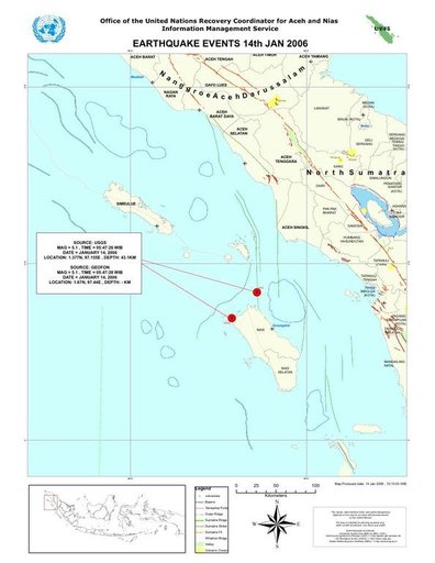 Cuplikan layar peta : Earthquake Map 14 Jan 06