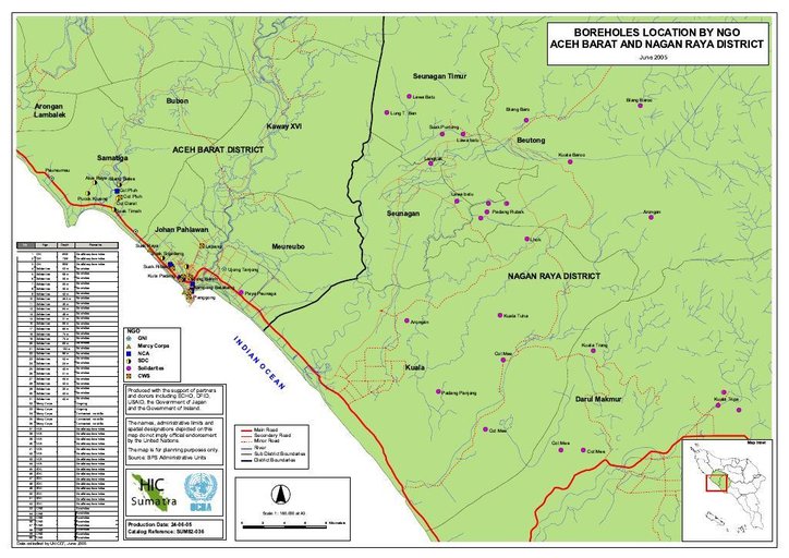 Cuplikan layar peta : Boreholes Location By NGO Aceh Barat And Nagan Raya District