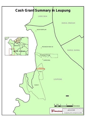 Cuplikan layar peta : Cash Grant Summary in Leupung Sub District Aceh Besar