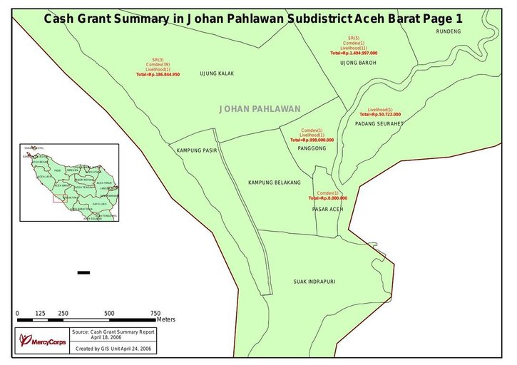 Cuplikan layar peta : Cash Grant Summary Johan Pahlawan Subdistrict Aceh Barat Page 1