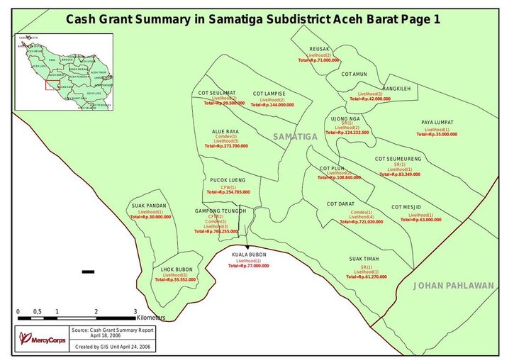 Cuplikan layar peta : Cash Grant Summary Samatiga Subdistrict Aceh Barat Page 1