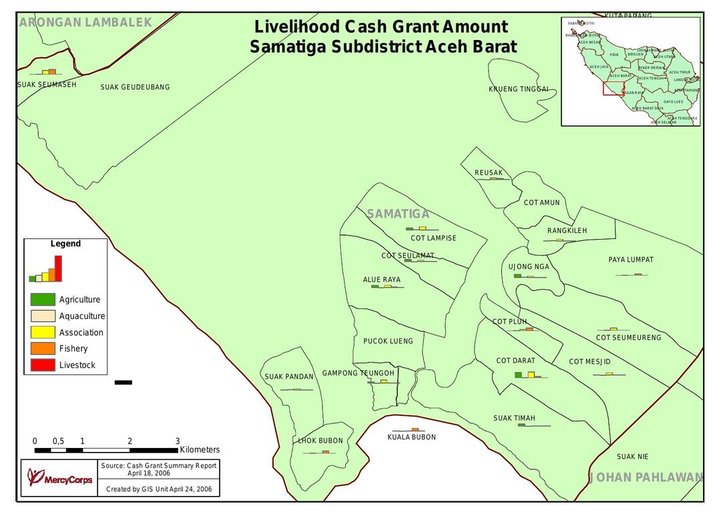 Cuplikan layar peta : Livelihood Cash Grant Amount Samatiga Aceh Barat
