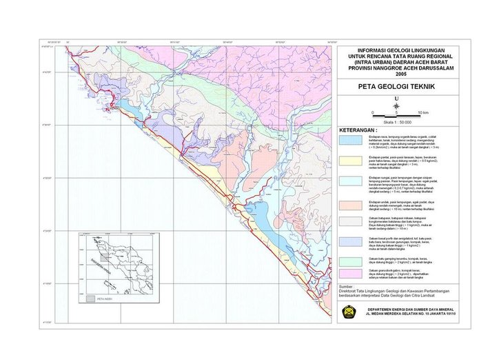 Cuplikan layar peta : Peta Geologi Teknik Aceh Barat
