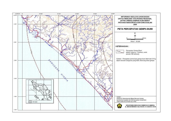 Cuplikan layar peta : Peta Percepatan Gempa Aceh Barat