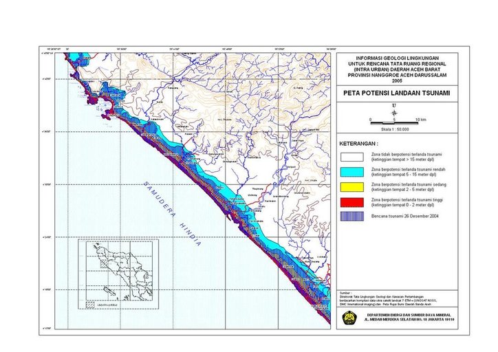 Cuplikan layar peta : Peta Landaan Tsunami Aceh Barat
