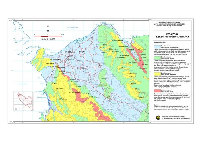 Cuplikan layar peta : Peta Gerakan Tanah Banda Aceh - Aceh Besar
