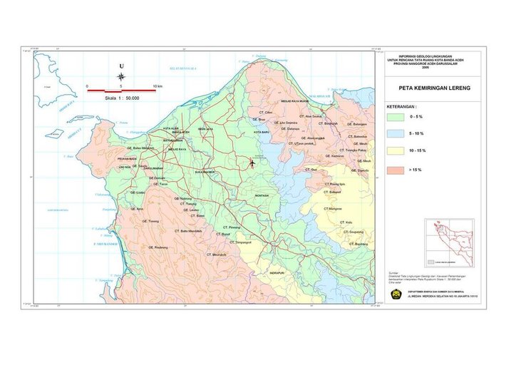 Cuplikan layar peta : Peta Kemiringan Lereng Banda Aceh - Aceh Besar