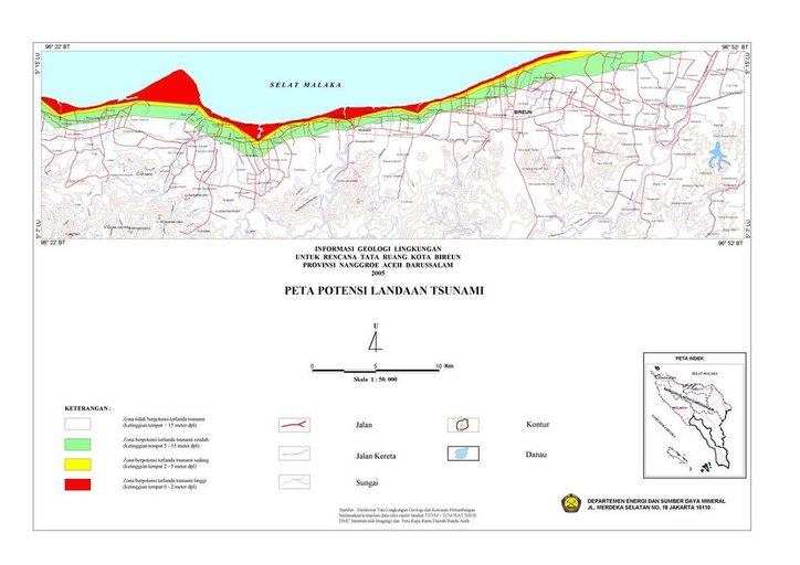 Cuplikan layar peta : Peta Landaan Tsunami Bireuen