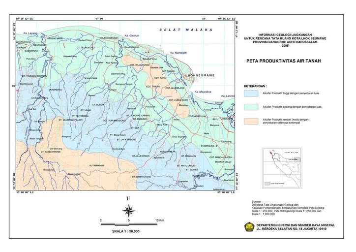 Cuplikan layar peta : Peta Potensi Air Tanah Lhokseumawe