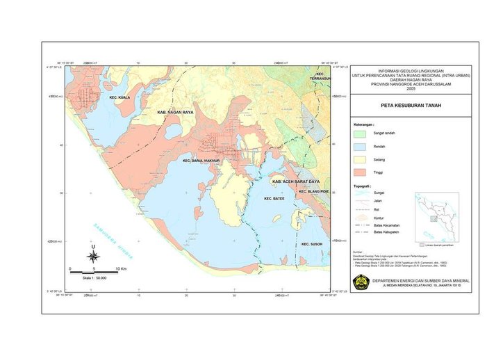 Cuplikan layar peta : Peta Kesuburan Tanah Nagan Raya
