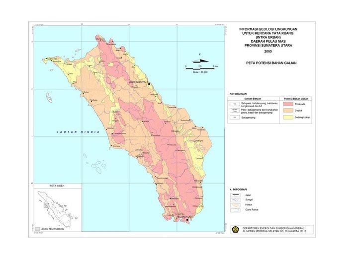 Cuplikan layar peta : Peta Potensi Bahan Galian Nias