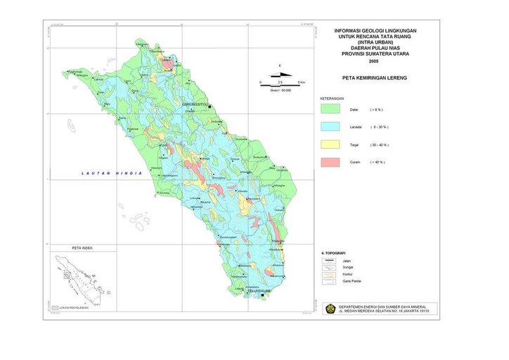 Cuplikan layar peta : Peta Kemiringan Lereng Nias