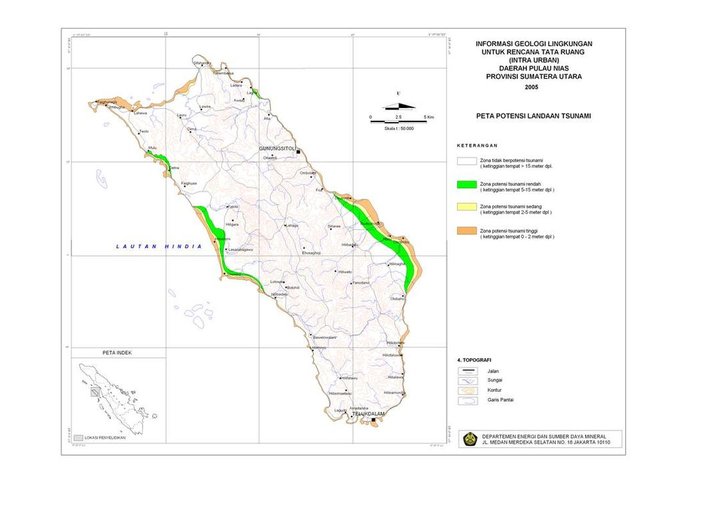 Cuplikan layar peta : Peta Landaan Tsunami Nias