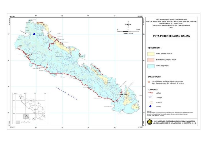 Cuplikan layar peta : Peta Potensi Bahan Galian Simeuleu