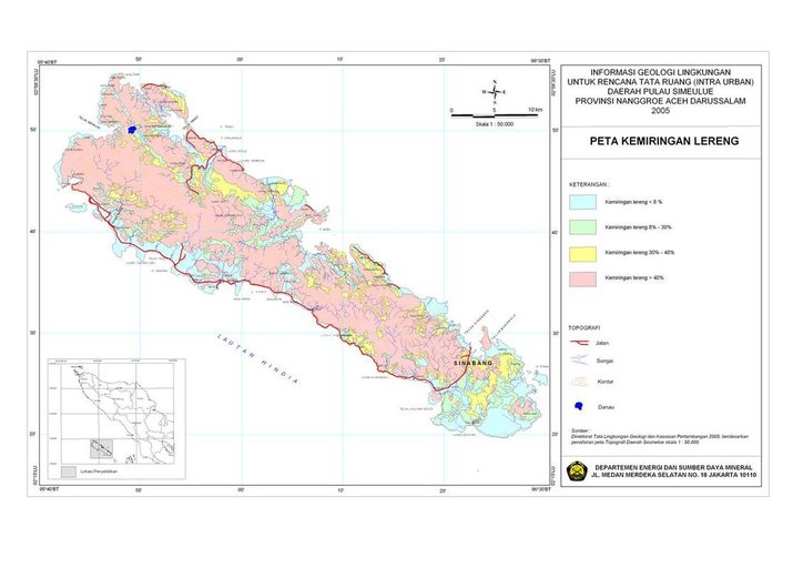 Cuplikan layar peta : Peta Kemiringan Lereng Simeuleu