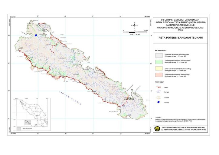 Cuplikan layar peta : Peta Landaan Tsunami Simeuleu