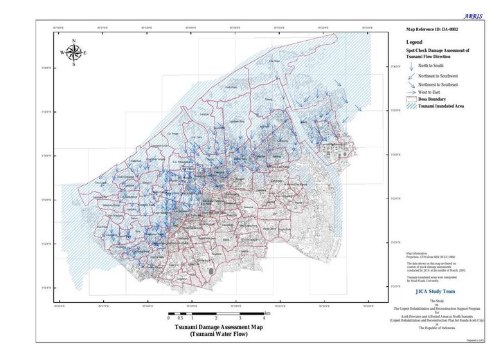 Cuplikan layar peta : Tsunami Damage Assessment (Tsunami Water Flow)