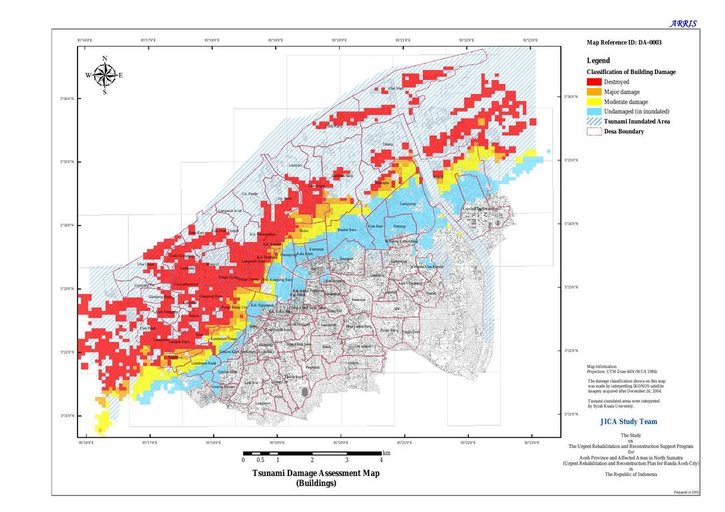 Cuplikan layar peta : Tsunami Damage Assessment (Buildings)