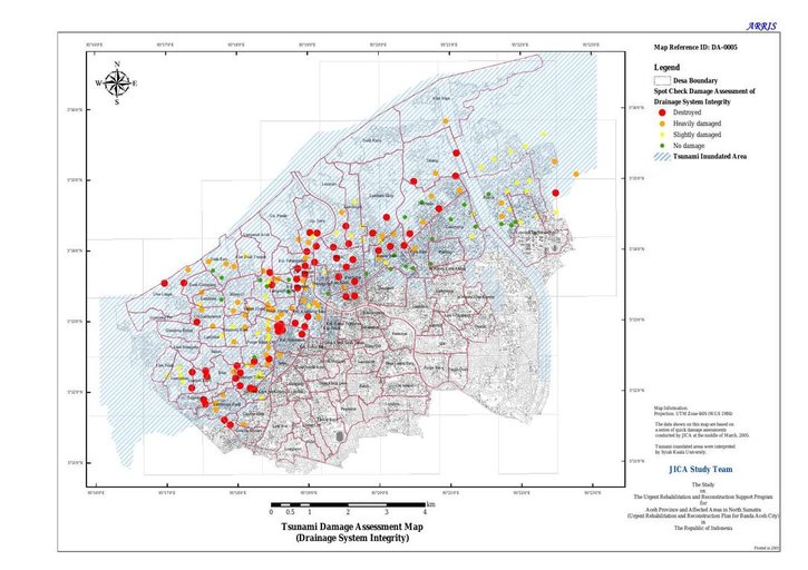 Cuplikan layar peta : Tsunami Damage Assessment (Drainage System Integrity)