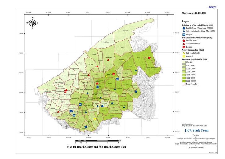 Cuplikan layar peta : Map for Health Center and Sub-Health Center Plan