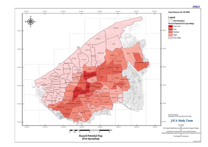 Cuplikan layar peta : Hazard Potential Map (Fire Spreading)