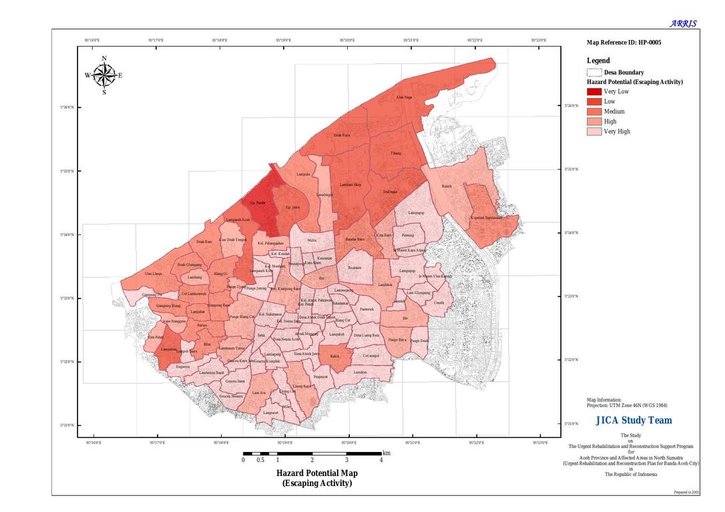 Cuplikan layar peta : Hazard Potential Map (Escaping Activity)